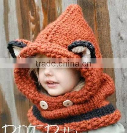 Custom made European design unisex warm winter knitted cap children caps fax bowler hat