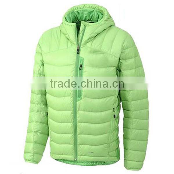 Light green Winter Men's Stand-up Collar Jacket Goose Down With Hood