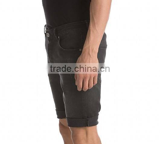 black distressed zipper fly denim shorts