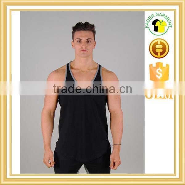 quality blended cotton gym heather stringer front grande singlets