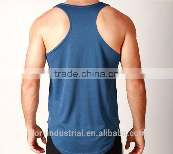 custom Y back preshrunk 100% cotton man blue gym sport vest