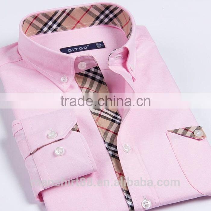 2017 high quality new fashion men button down contrast color oxford dress shirt