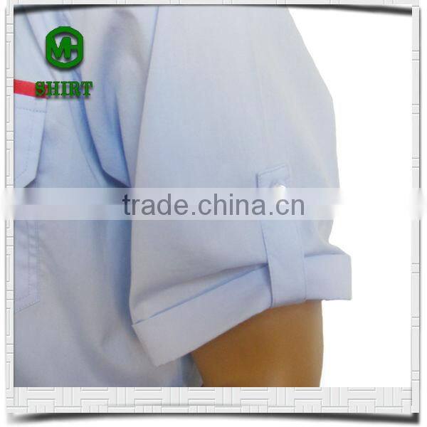 2016 Blue 100%Cotton Wholesale Mens Work Shirts Men Formal Short Sleeve Shirts With Two Chest Pockets