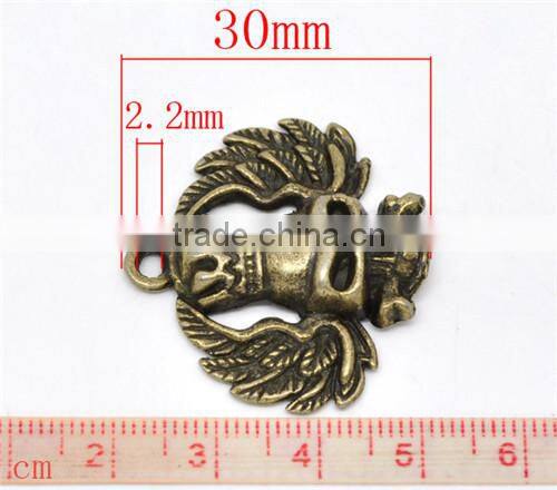 Antique Bronze Halloween Crown Skull Charms Pendants 31x30mm