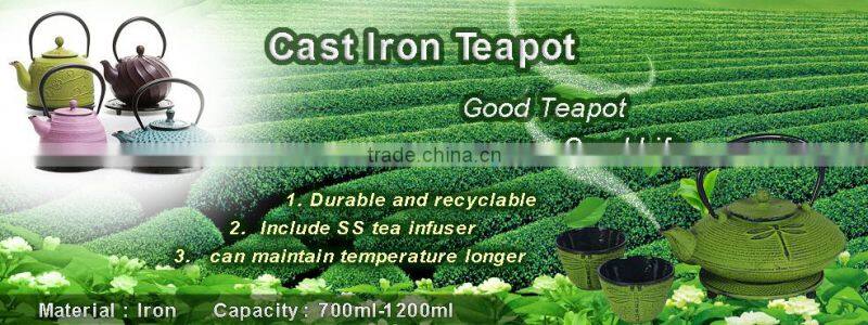 High quality Cast Iron teapot with embossed decor for wholesale