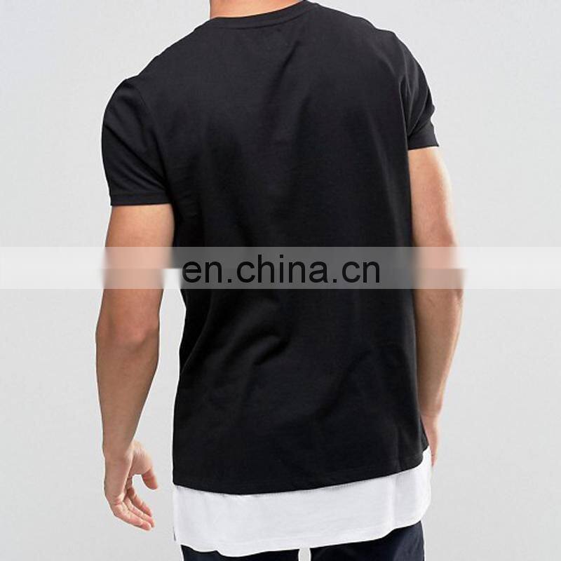Longline Combed Cotton T Shirt Black Color