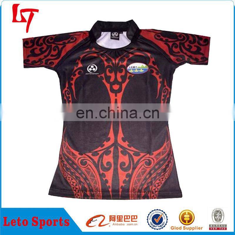 Blue fitted spandex rugby league jersey stretch polyester rugby shirt