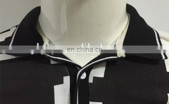 2016 Hot sale black and white polo t-shirt with black collar for men