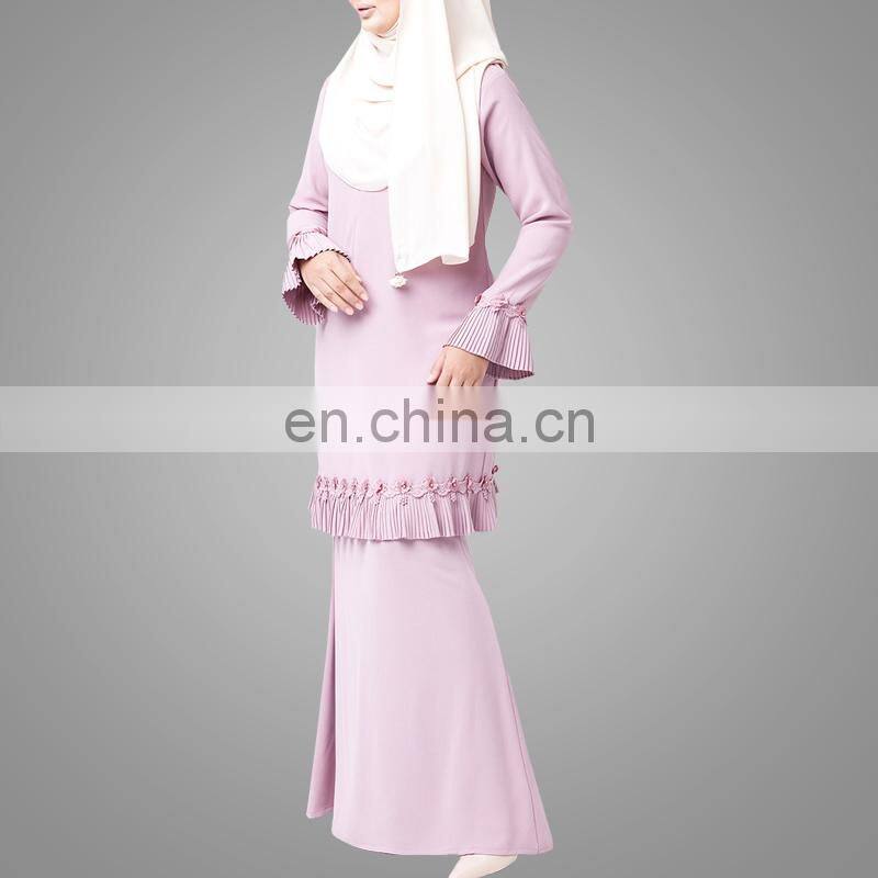 Simple Style Flower Baju Kurung New Arrival Muslim Lady Baju Kebaya Classical Clothing In Dubai