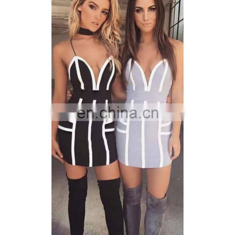 Amigo 2017 new style mini strap backless bandage dress sexy low cut evening dresses for women party wear