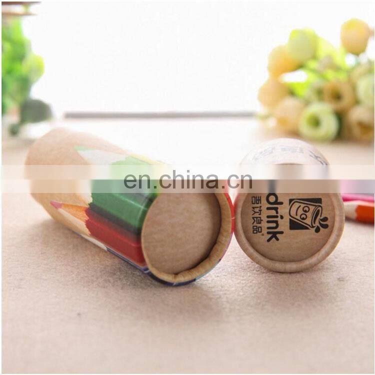 factory price customized brown kraft cardboard paper cylinder box for colorful pencil packaging