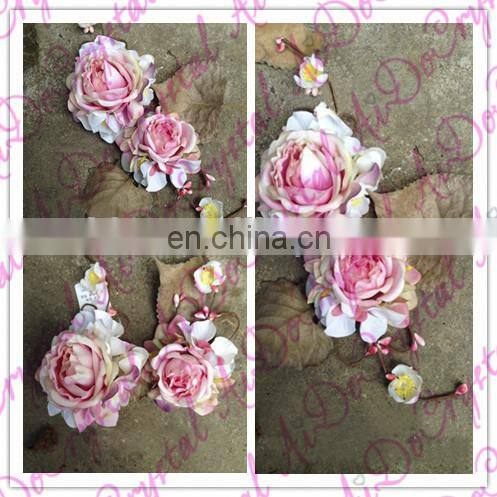 Aidocrystal fashion classic Bridal flower Hair Piece raw material pink hair accessories