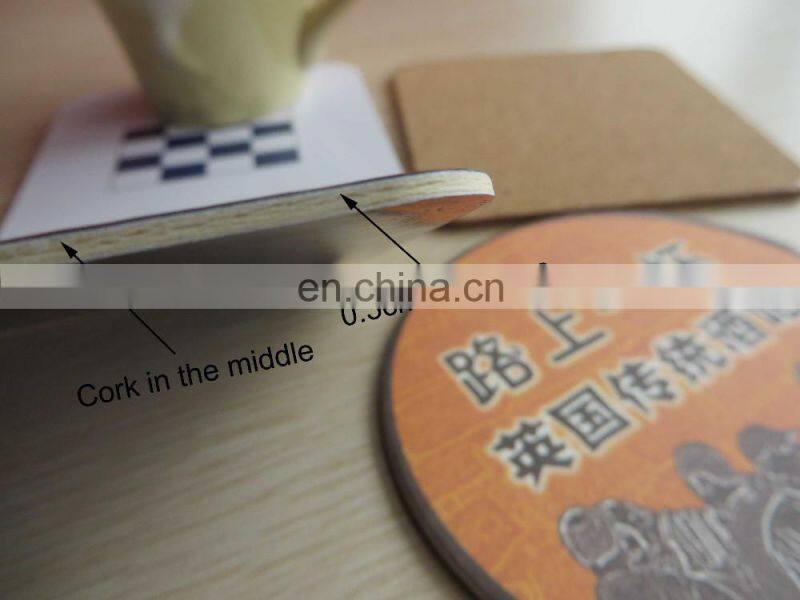 Hot sale 2016 paper cork beer wine glass coaster for party