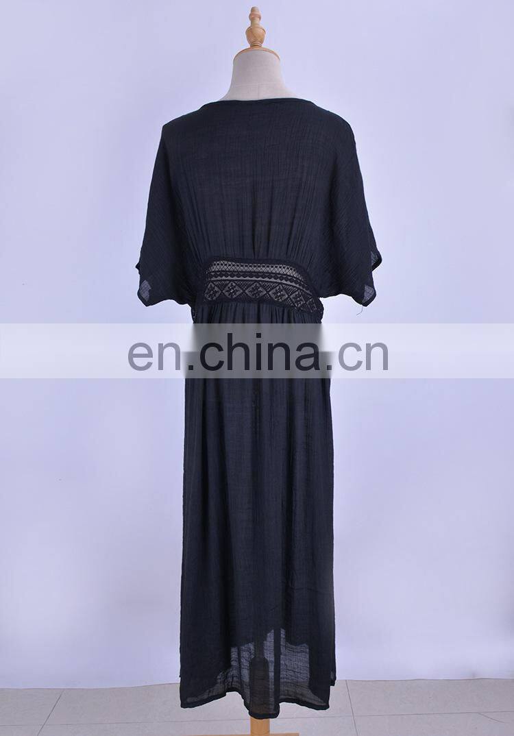 Summer Lace up Long Maxi Dress Swimwear 2019 Women Beach Bikini Cover up White Hollow Out Ladies Long Kaftan dress Sunscreen