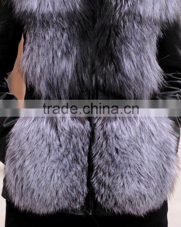 Great Fashion Sexy Women Silver Fox Coat