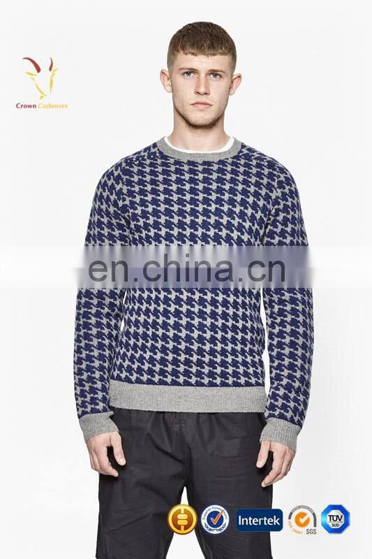 Mens fashion crewneck merino sweater stripe pullover