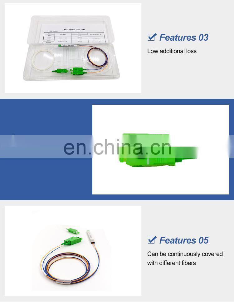 Fast delivery steel tube type 1x2 plc optical splitter 1260-1650nm wavelength