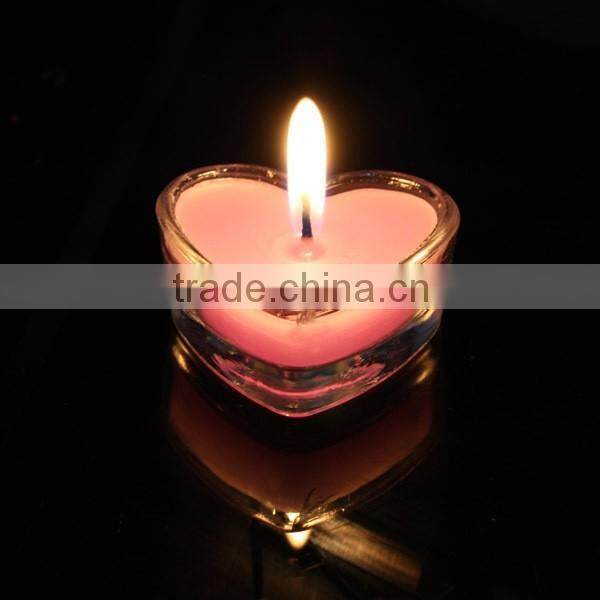 Hand made heart shaped thick wall and round in center clear and red votive candle holder