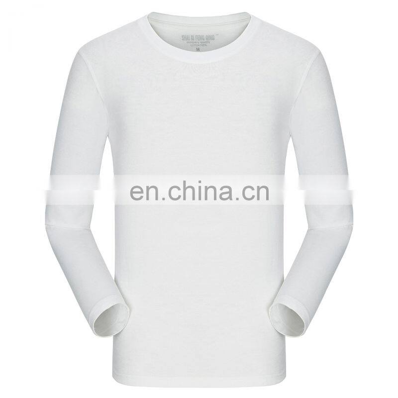 Clothing wholesale custom brand 100% Organic cotton high quality round neck plus size men's sportswear long-sleeved t-shirt