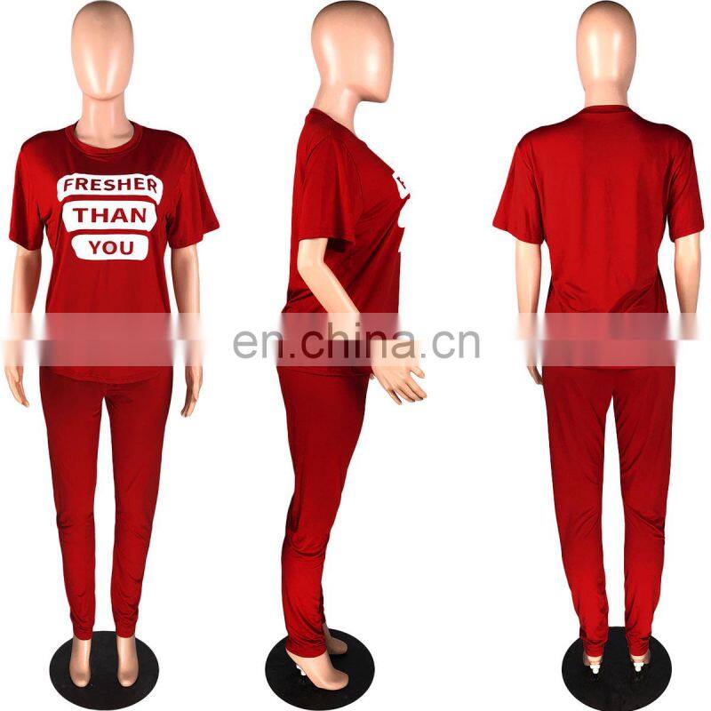 Clothing wholesale custom summer new fashion sports and leisure suit letter large size printing loose women's clothing