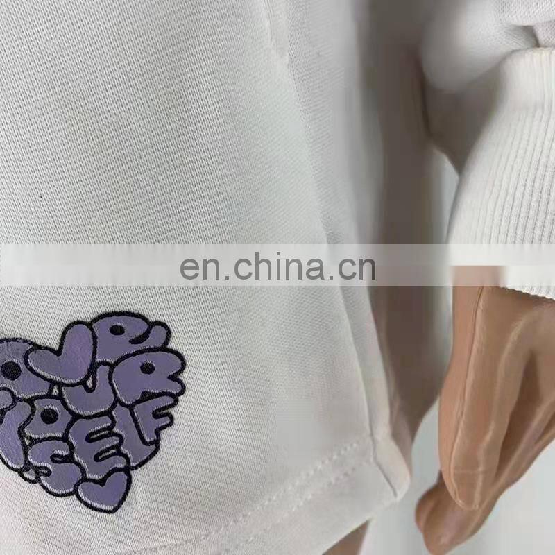 Custom logo autumn and winter casual round neck women's clothing printed letters peach heart shorts long-sleeved sweater suit