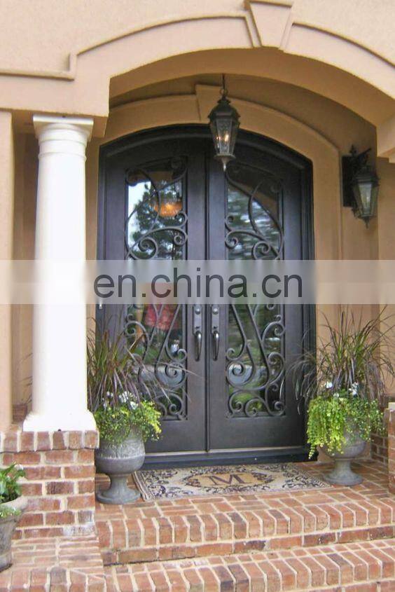 Customized villa popular grill designs durable profile front wrought iron double door