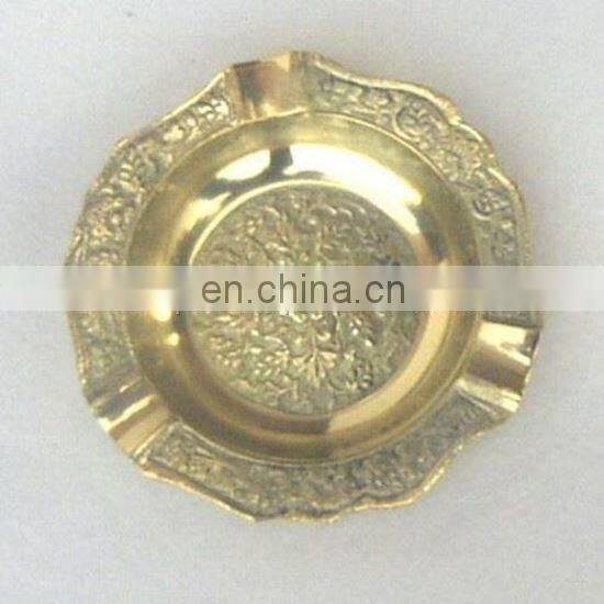 metal shiny gold leaf ashtray