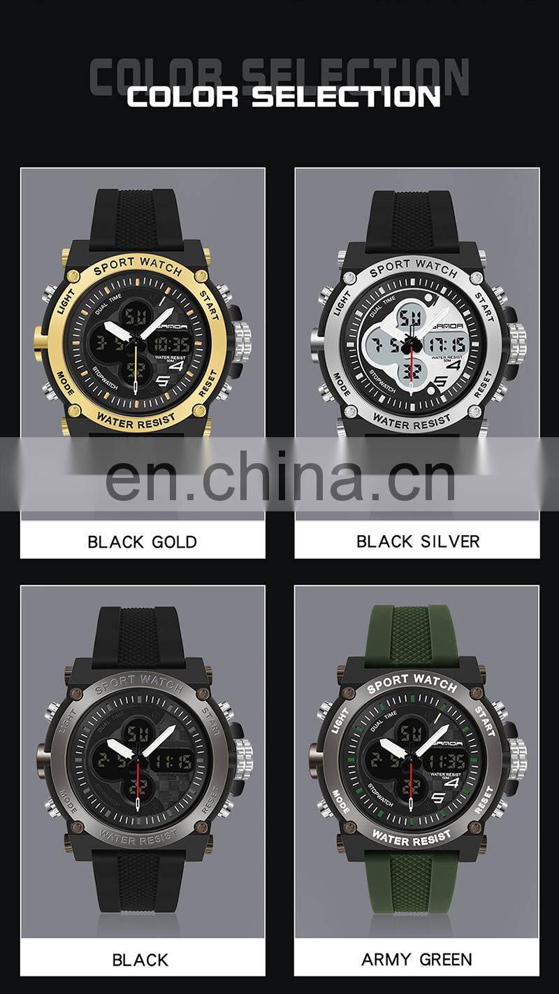 SANDA 3107 Top Brand Sports Men Watches Digital Male Clock Waterproof Digital Hand Watch