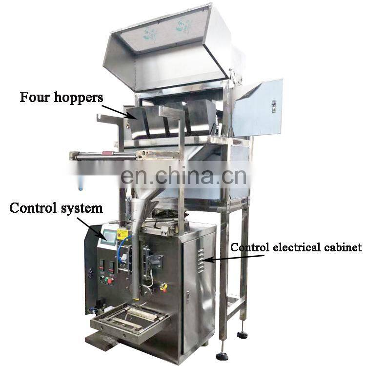 Automatic four head liner granule nuts/pistacio nuts/walnuts/peanut filling and bag packing machine
