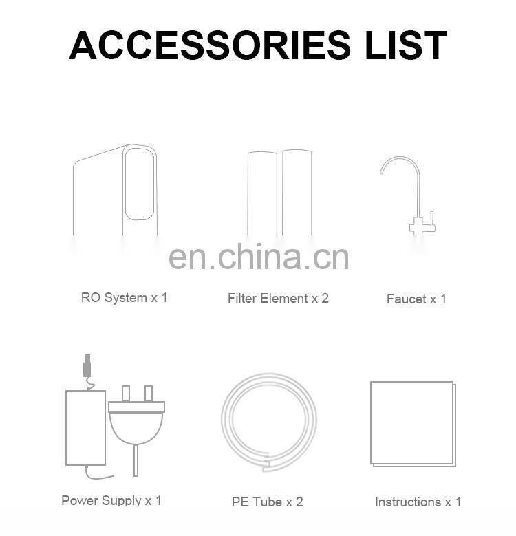 Quality Home Purification Under Sink reverse osmosis System water purifier Alkaline Water Filters black 600G life reminder