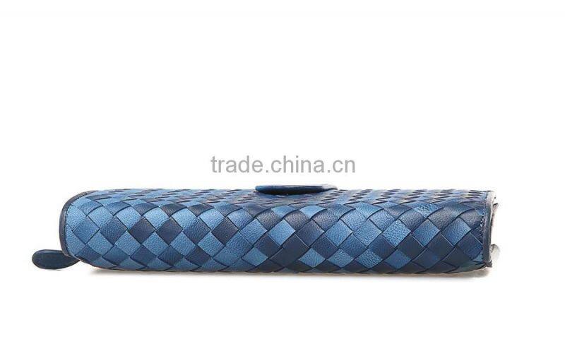 good quality soft sheepskin wallet hand knitting long style purse hot selling lgenuine leather wallet