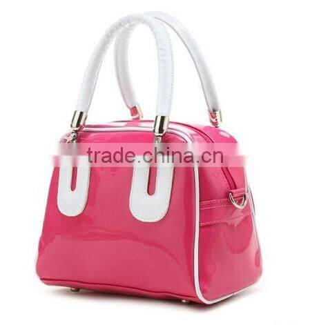 Smooth leather bright PU handbag