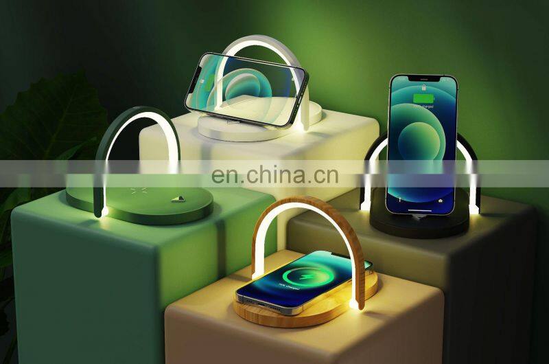 15W Fast Wireless Charger Table Lamp For iPhone X XR XS Mobile Phone Charging Holder Night Light Pad Phone Stand Desk Lamp
