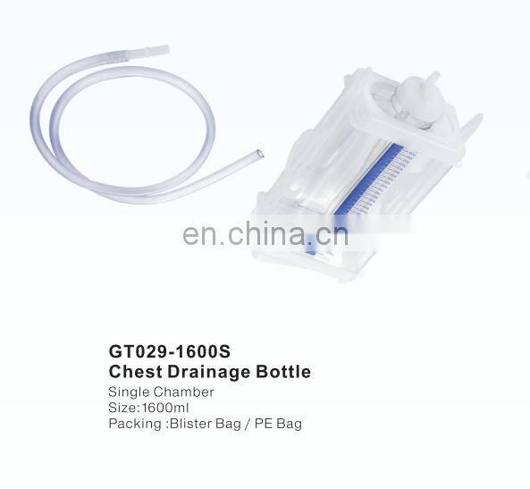 Thoracic Chest Drainage Bottle Medical Single Double Three Chambers 2000ml Disposable Ce GREETMED EOS Blister Pack 3 Years