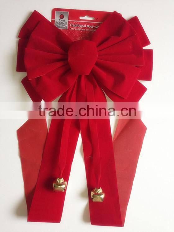 8.5" Width Bow and 2.5" Ribbon Width with Gold Line Edges Velvet Butterfly Ribbon Bow