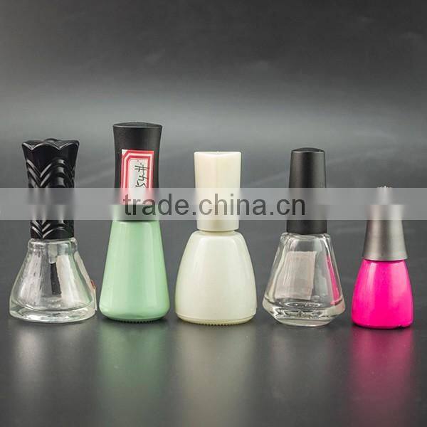 fashionablel coloured pyramid nail polish glass bottles wholesale 11ml with cap and brush