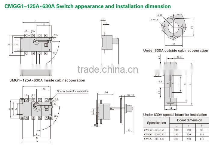 Indoor Outdoor Electric 3P 4P AC DC Load Isolating switch