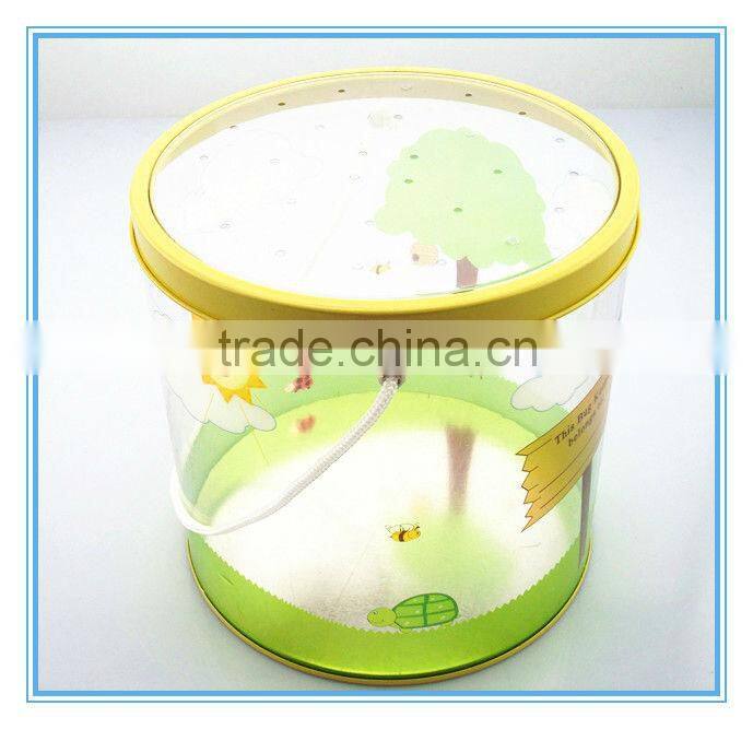 Factory directly decorative plastic pail cans with tin lid