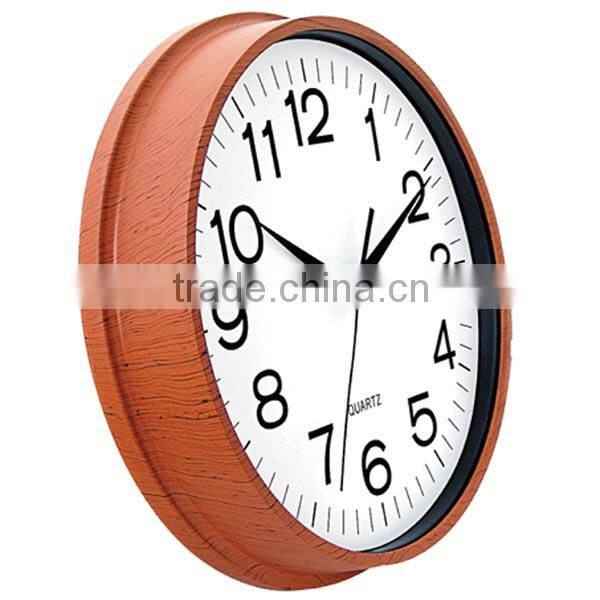 Wooden Color Cheap Plastic material Wall Clock