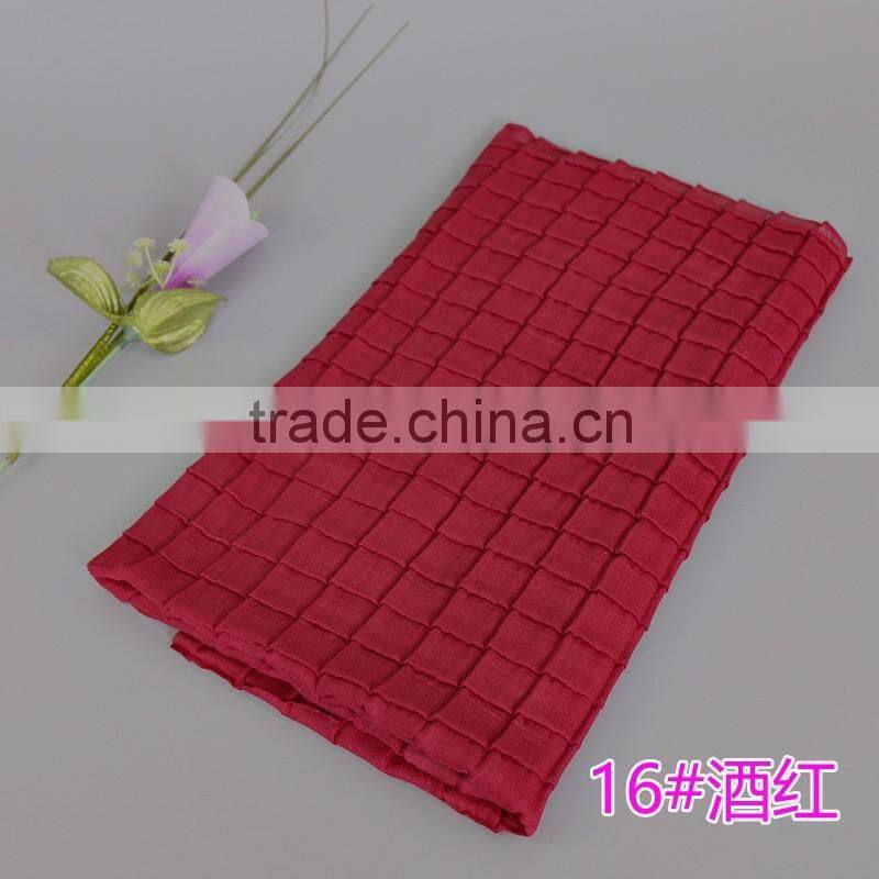 2016 Newest Check Pattern Embossed Plain Viscose Women Scarf