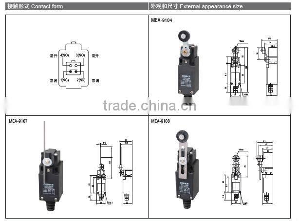 double contact NO/NC contacts limit switch MEA limit switch ip65