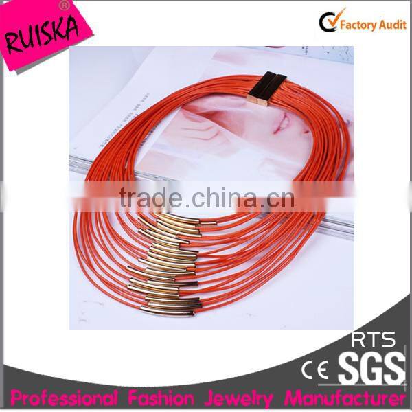 Most Popular Multi-layer Tassels Accessories with Alloy Leather Necklace