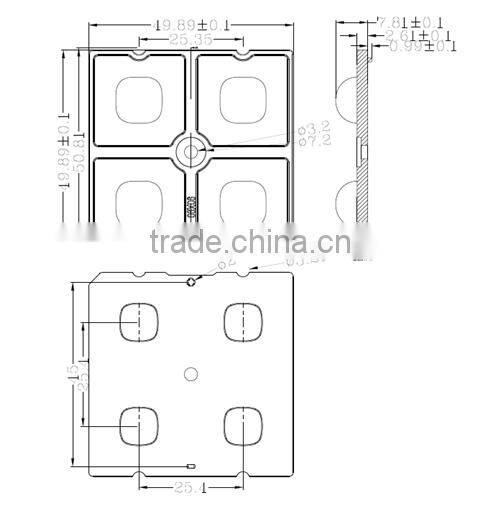 Newest four lens in one bulkhead lamp lens DK5050-4H1-90X90