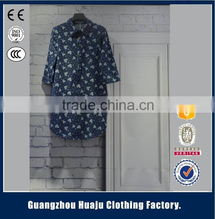 Guangzhou Newest Garment Factory Wholesale Women denim shirt Plain Loose Top