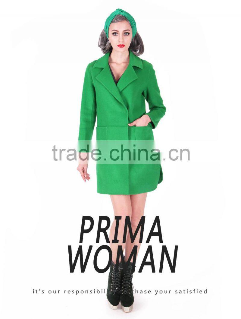 2016 Fashion Spring Wholesale Clothing Medium Length Slim Fit Wool Women Trench Coat