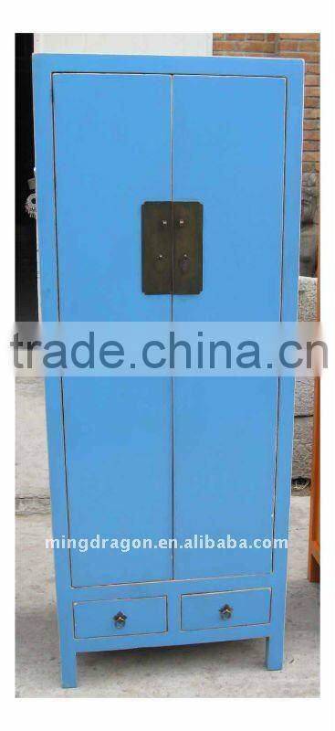 Chinese Antique Cyan Wardrobe / Wedding Cabinet