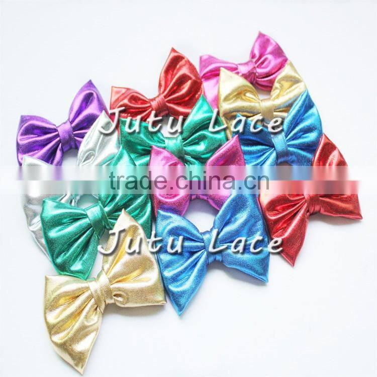 Wholesale candy color DIY craft flowers - kids shoe Decoration Shiny Golden Bow