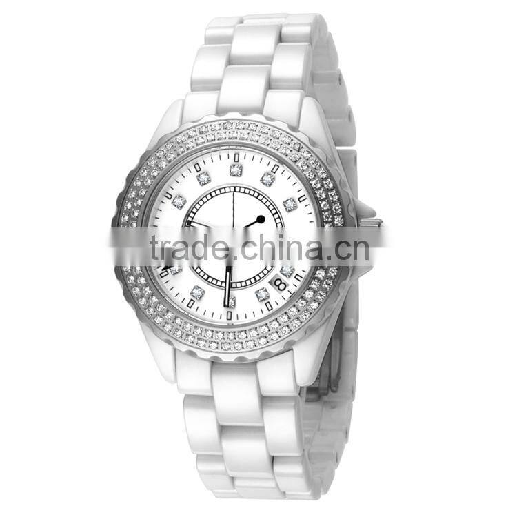 PVD Rosegold/Silver black ceramic watch quartz japan movement women sapphire crystal ceramic watch