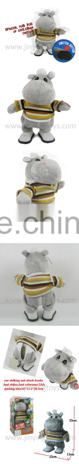 B/O funny battery operated electronic toy hippo animal with music and EN71