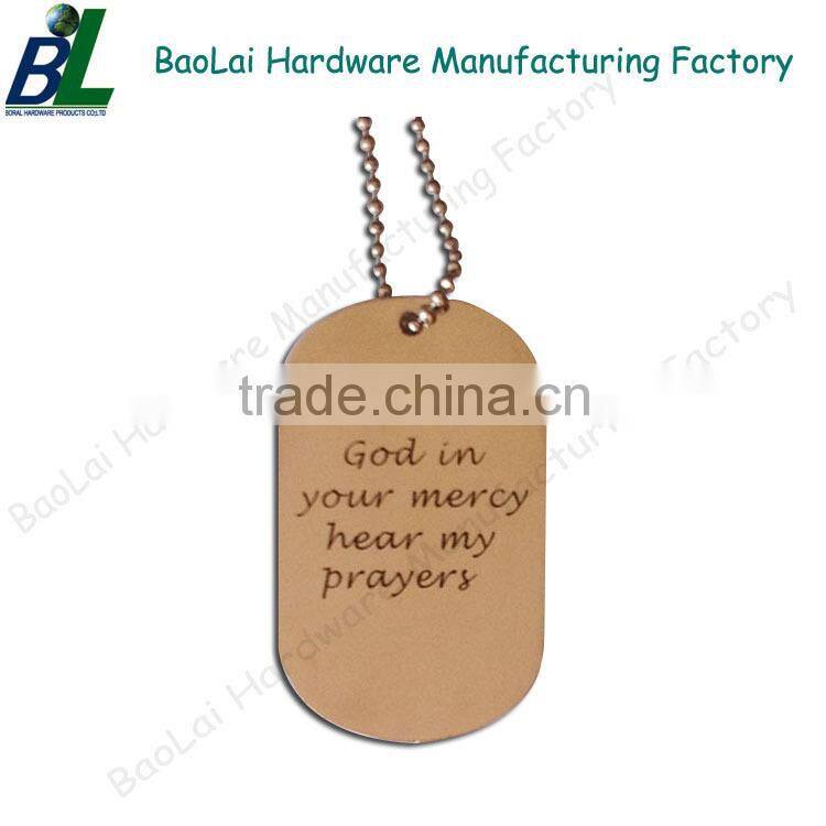 Letter engraved metal gold branded dog tag